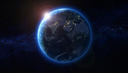 Fototapeta premium Earth shining quietly in deep space