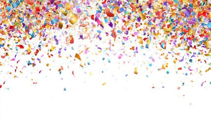 Fototapeta premium Colorful Falling Confetti on Gradient Blue Background – Celebration Wallpaper