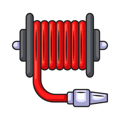 Fire hose coil. Coiled fire hose. Fire hose pipe 
