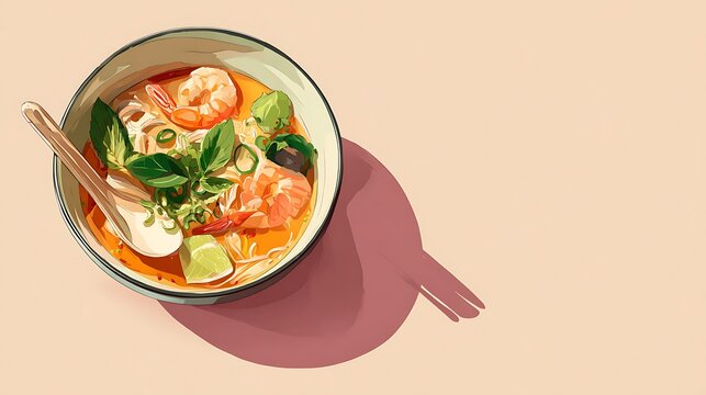 Tom Yum Goong in a bowl modern minimal design