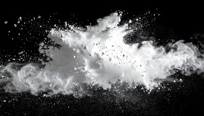 Abstract explosion of white powder on a black background