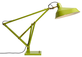 Isolated light emitting from adjustable green task lamp, vintage style lighting fixture