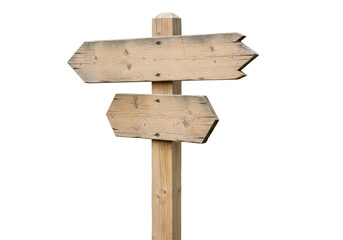 Isolated wooden signpost, direction signs, directional sign, route symbol, road pointer