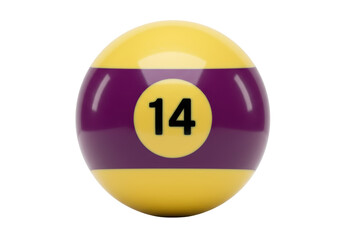 Isolated billiard pool number 14 ball design element for graphic design or illustration projects