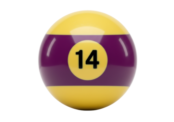 Isolated billiard pool number 14 ball design element for graphic design or illustration projects