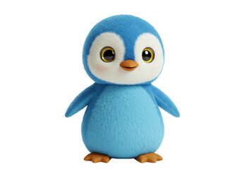 Isolated Cute Cartoon Penguin Character Rendering with Happy Expression for Kids Projects