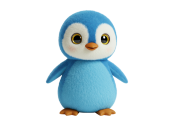 Isolated Cute Cartoon Penguin Character Rendering with Happy Expression for Kids Projects