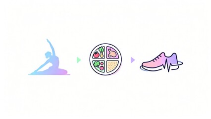 Healthy Lifestyle Wellness Habits Icon Set Vector