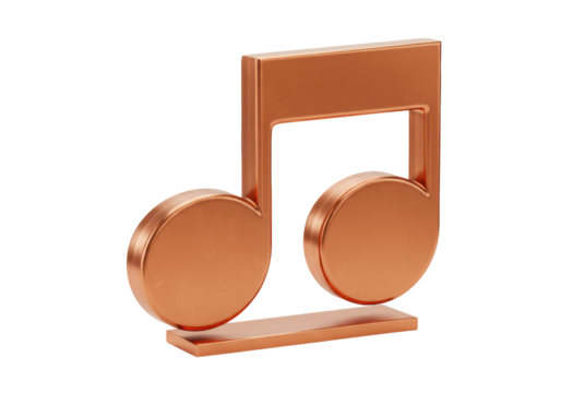 Isolated music note icon of eighth note on transparent backdrop for artistic design