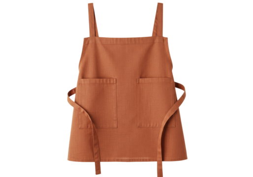 Isolated orange kitchen apron, workwear clothing, culinary garment for cooking protection