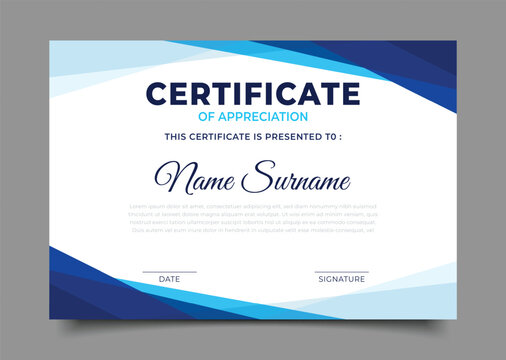 modern Business Certificate of appreciation template geometric frame design