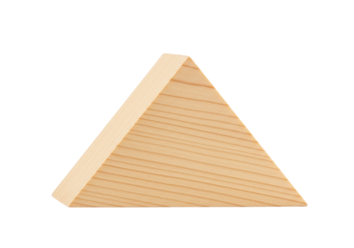 Isolated Wood Triangle Block Simple Shape Wooden Piece Toy Building Block Geometric Object