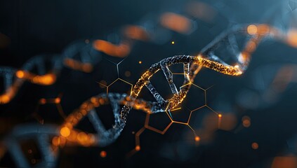Detailed Image of DNA Double Helix with Abstract Background.