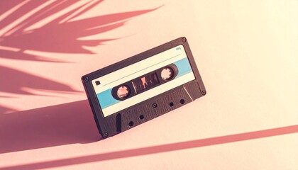 Fototapeta premium Retro cassette sensibility staying above the sunburst 