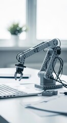 Robotic arm on a modern office desk