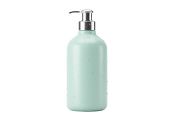 Isolated teal dispenser bottle with metal pump for soap, lotion, shampoo or conditioner