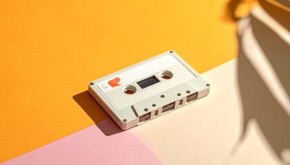 Fototapeta premium Retro cassette sensibility staying above the sunburst 