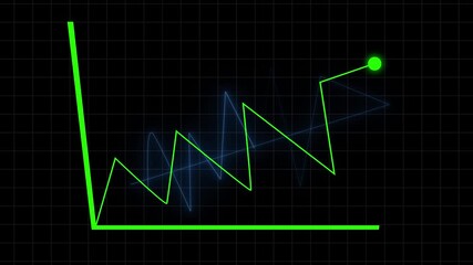 Animated abstract neon line chart. Dynamic data visualization graph technology business finance growth success progress future innovation digital technology background looping. - Powered by Adobe