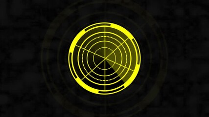Yellow neon hud radar animated interface. Technology background sci fi futuristic circle design glowing lines digital animation motion graphics broadcast overlay cyberpunk style loop. - Powered by Adobe
