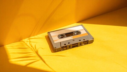 Fototapeta premium Retro cassette sensibility staying above the sunburst