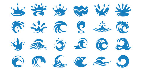 blue water drops set
