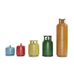 Gas cylinders set. Different size gas cylinder. Oxygen cylinders 