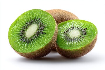 Fototapeta premium Kiwi fruit cut in half isolated on white background.