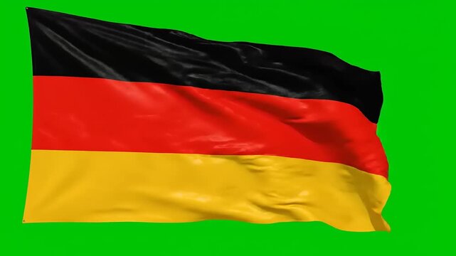 Waving German Flag on Green Screen - National Symbol of Germany