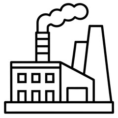 Fototapeta premium Factory Icon with Smokestack Emitting Smoke