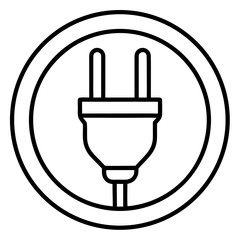 Obraz premium Electrical Plug Icon in Circular Outline