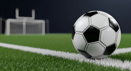 Dynamic soccer ball on green field ready for game action