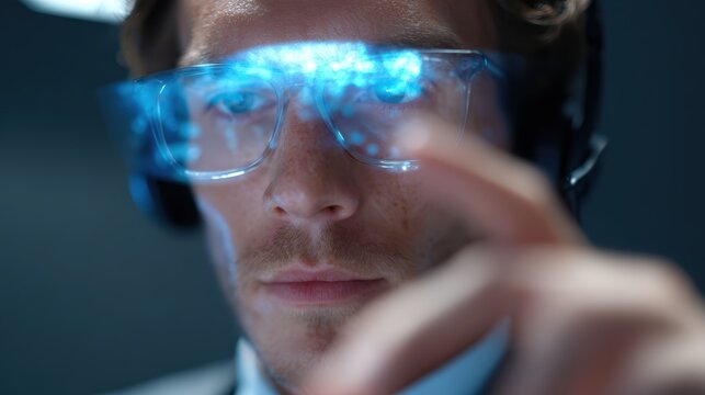 tech support scene, professional technician using holographic interface, digital troubleshooting environment, futuristic office - Powered by Adobe