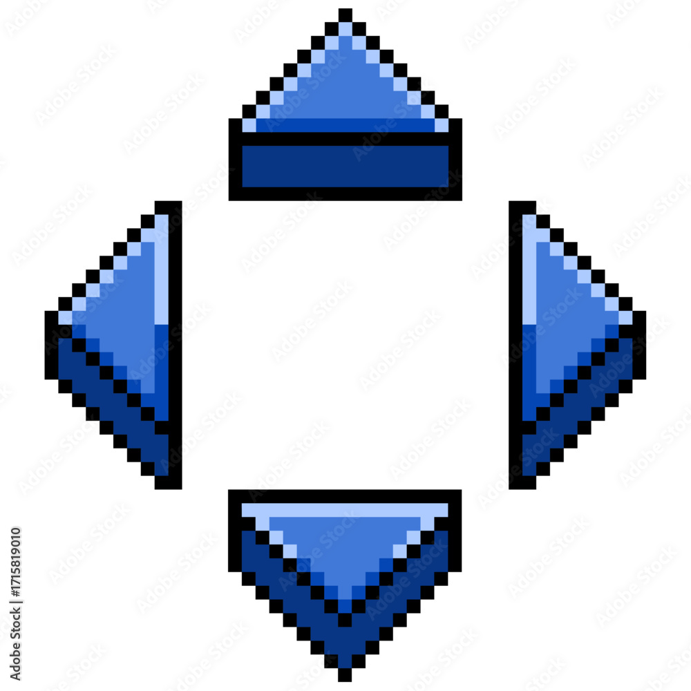 Poster pixel move button vector. ideal for representing user interface controls, gaming, and navigation. a 