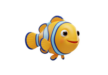 Isolated friendly orange clownfish swims playfully, a charming underwater animal render