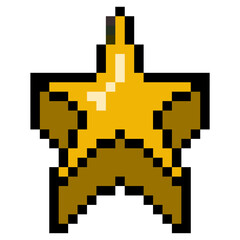 Pixel star button vector. Perfect for representing a favorite, rating, or achievement. A clear, minimal design with a pixelated aesthetic.