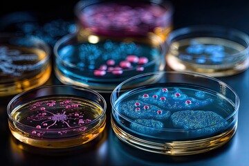 Microbial Cultures in Petri Dishes.