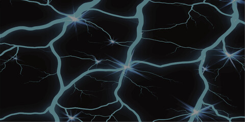 Abstract blue fractal lightning pattern with electric lines and a hint of smoke