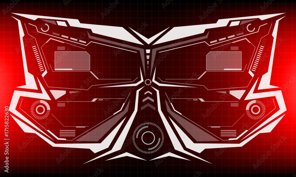 Poster hud sci-fi interface screen view white circular geometric design virtual futuristic technology creat