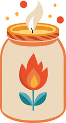 Decorative glass jar candle with elegant floral pattern design