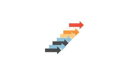 Icon of stacked arrows forming staircase, minimal