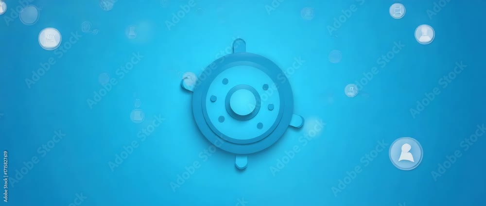 Poster photo realistic safe icon on blue background with ample copy space for security and finance visuals 