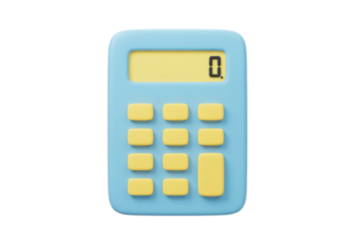 Isolated blue calculator to calculate arithmetic or financial information accurately