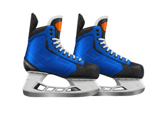 Isolated Ice Hockey Skates Equipment Ready for Game or Training and Ice Rink Skating