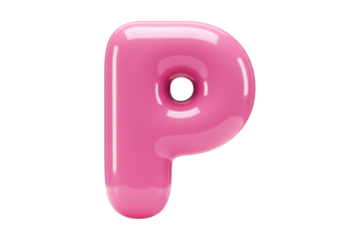 Isolated pink balloon letter P alphabet typeface glossy cheerful bubbly graphic design