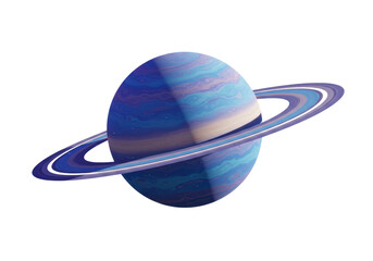 Isolated planet in deep space with cosmic ring system and colorful banded atmosphere © Ryan