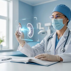 Doctor examines scan in modern hospital