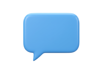 Isolated simple blue speech bubble with rounded corners for messaging and chatting online