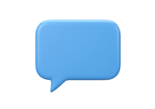 Isolated simple blue speech bubble with rounded corners for messaging and chatting online