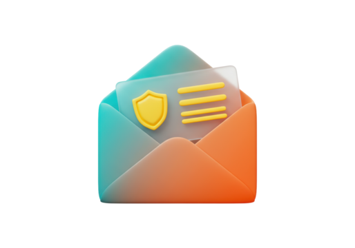 Isolated icon of secure email and protection shield in an envelope, confidential message
