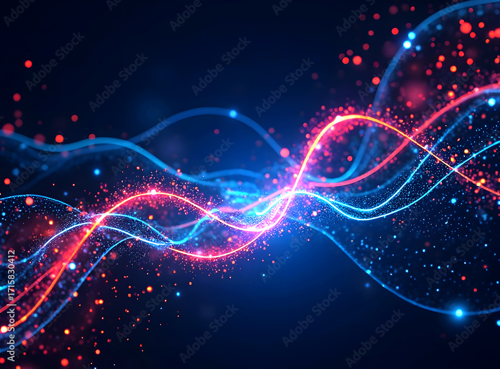 Poster modern technology texture background design. waves flow. quantum explosion technology. quantum compu